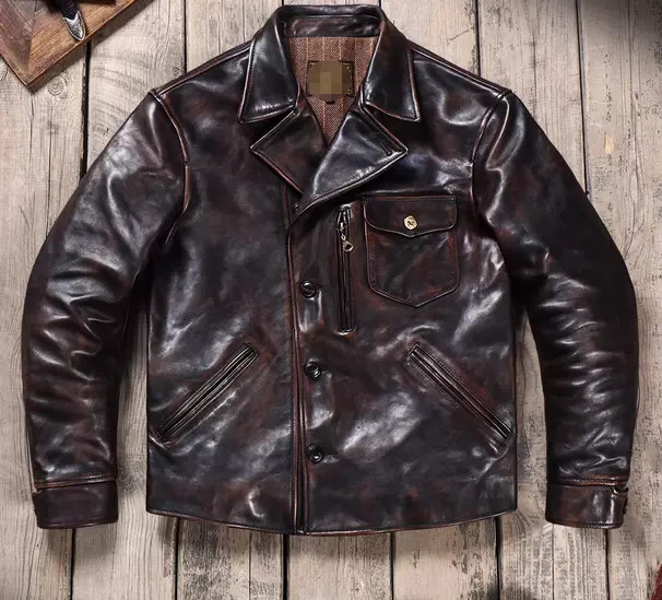 Men's Vintage Genuine Cowhide Leather Style Distressed Biker Motorcycle Jacket