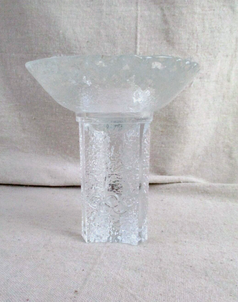 Orrefors 1984 Sweden Olympic Torch Tealight Holder 5 Inch Glass Candle Votive