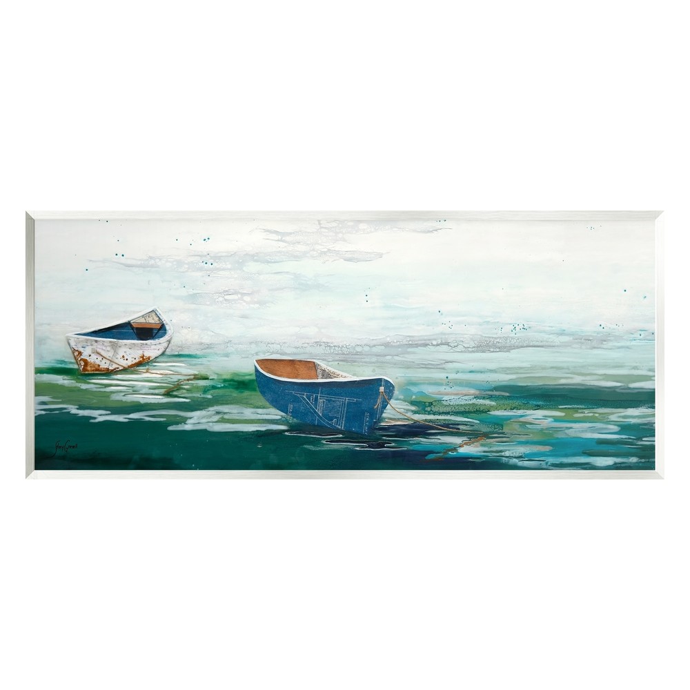Stupell Panoramic Ocean Waves Two Drifting Rowboats Scene Wood Wall Art, Design