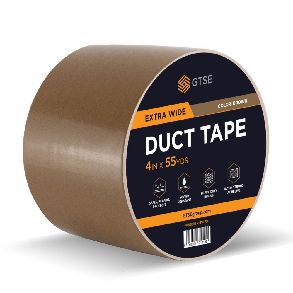 Wide Duct Tape, Brown, 4 Inches X 55 Yards (164 Ft), Heavy Duty, Waterproof Repa