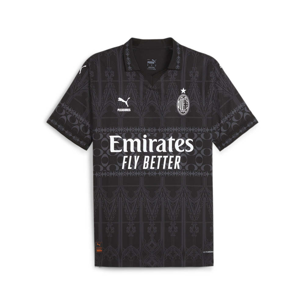 Puma Acm Collared Short Sleeve Soccer Jersey X Pleasures Black Mens Athletic Gear