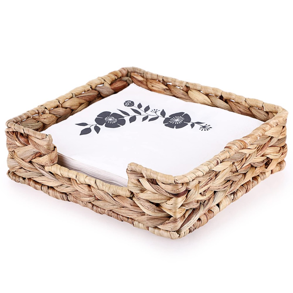 Napkin Holder,Wicker Napkin Holder Table,Water Hyacinth Napkin Basket,Square ...