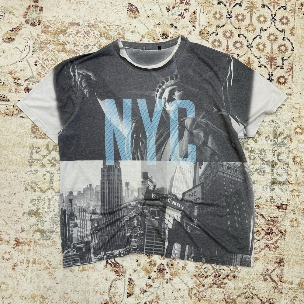 Vintage Y2K New York T-Shirts 00s Rock Band Overprint USA Style