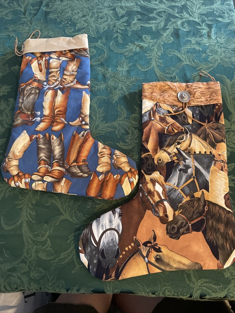 Country Themed Stocking Boots And Horses With Metal Cowboy Hat Pin & Boots Pin