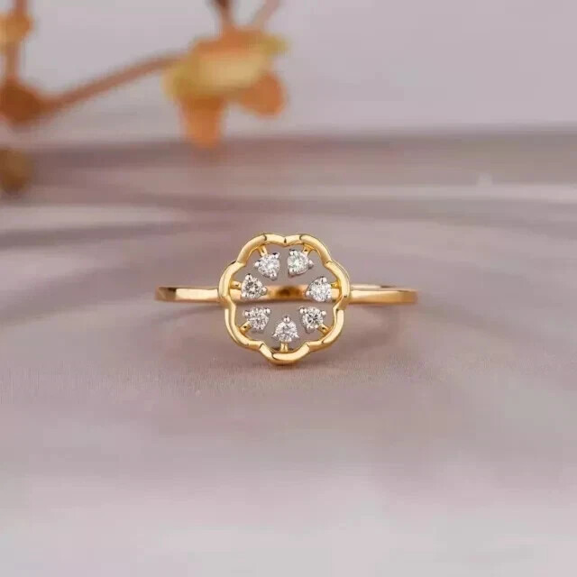 0.30CT Round Cut Lab Created Diamond Women's Wedding Ring 14K Yellow Gold Plated