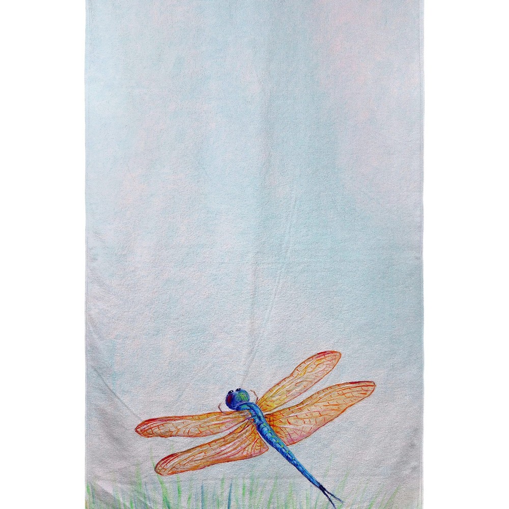 Betsy Drake Blue and Amber Dragonfly Design Beach Towel