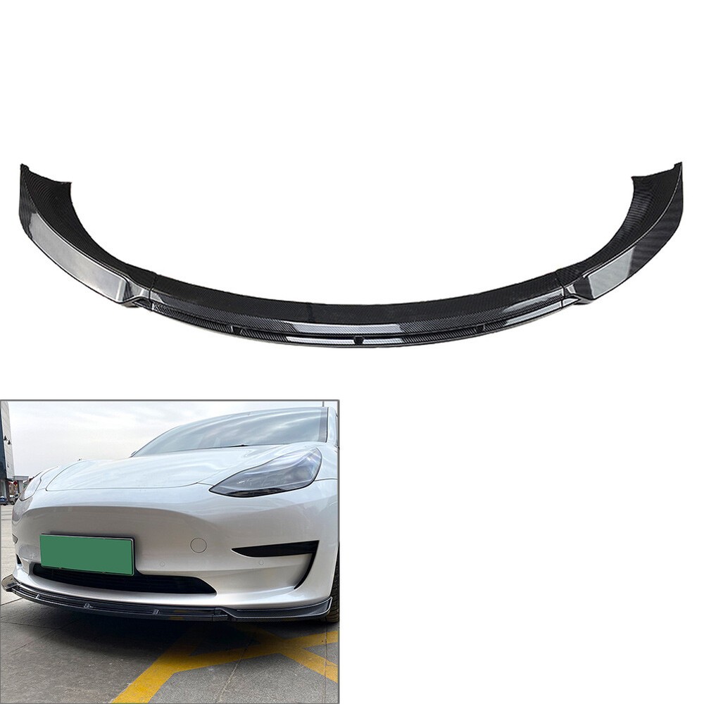 Front Bumper Lip Chin Spoiler Splitter Carbon Fiber For Tesla Model 3 2017-2021