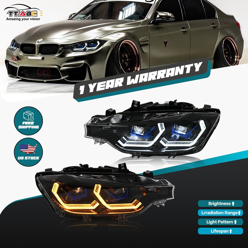 F32 Style For 2012-2019 BMW F30 F31 3-Series Sedan LED DRL Projector Headlights