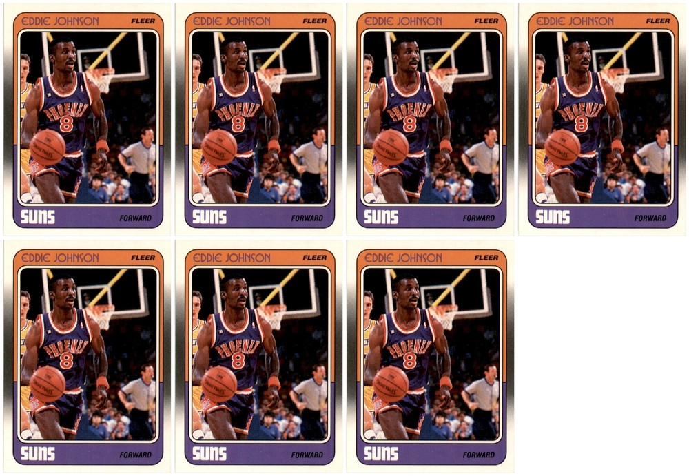 (7) 1988 Fleer #90 Eddie Johnson Phoenix Suns Basketball Card Lot