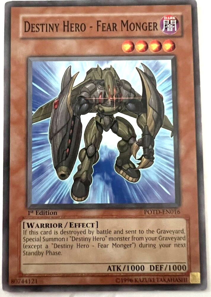 Destiny Hero Fear Monger POTD-EN016 Power of the Duelist Unlimited Edition TCG Card