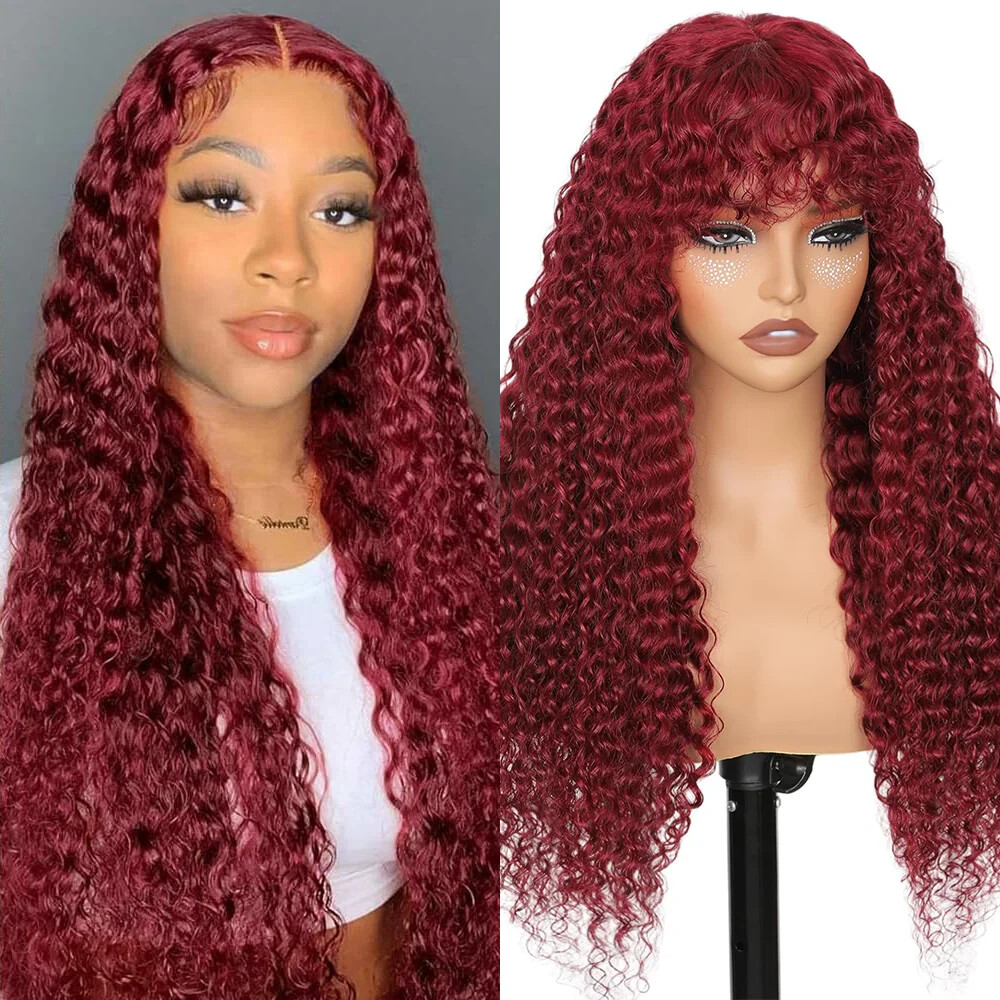 Deep Wave 99J Burgundy Red 13x4 13x6 HD Lace Front Human Hair Wig