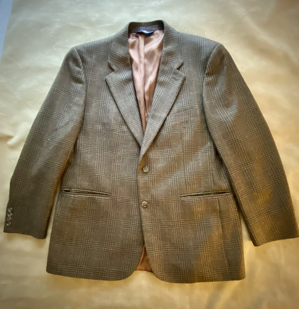 Brooks Brothers 346 Blazer Glen Brown Tweed Jacket 43R Lambswool Classic