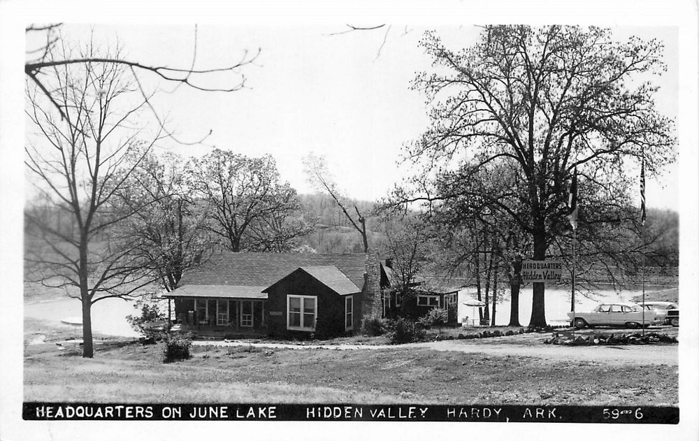 1950s Hardy Arkansas Headquarters June Lake RPPC Postcard 25-9360