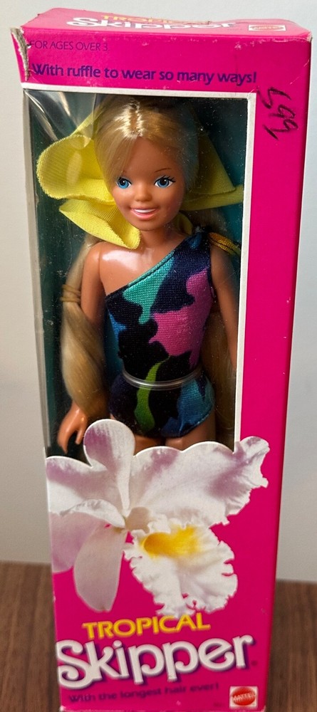 Tropical Skipper Barbie Doll 1021 Blonde Hair Blue Eyes Swimsuit 1985 New PP