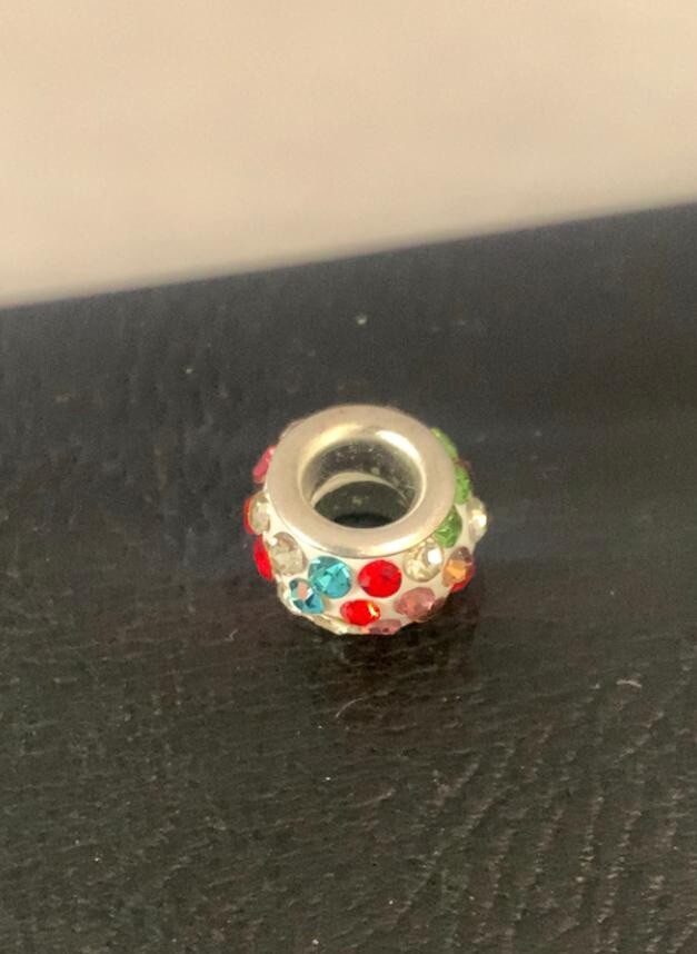 Black multicolor Pandora-style crystal alloy spacer bead charm