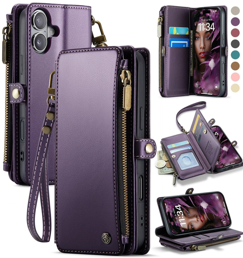 iPhone 16 Wallet Case with RFID Blocking & Card Holder for Women