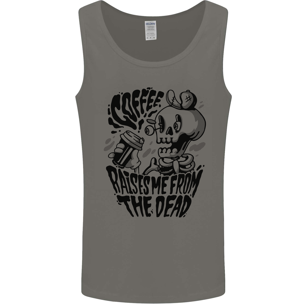 Coffee Raises Me from the Dead Skull Mens Vest Tank Top
