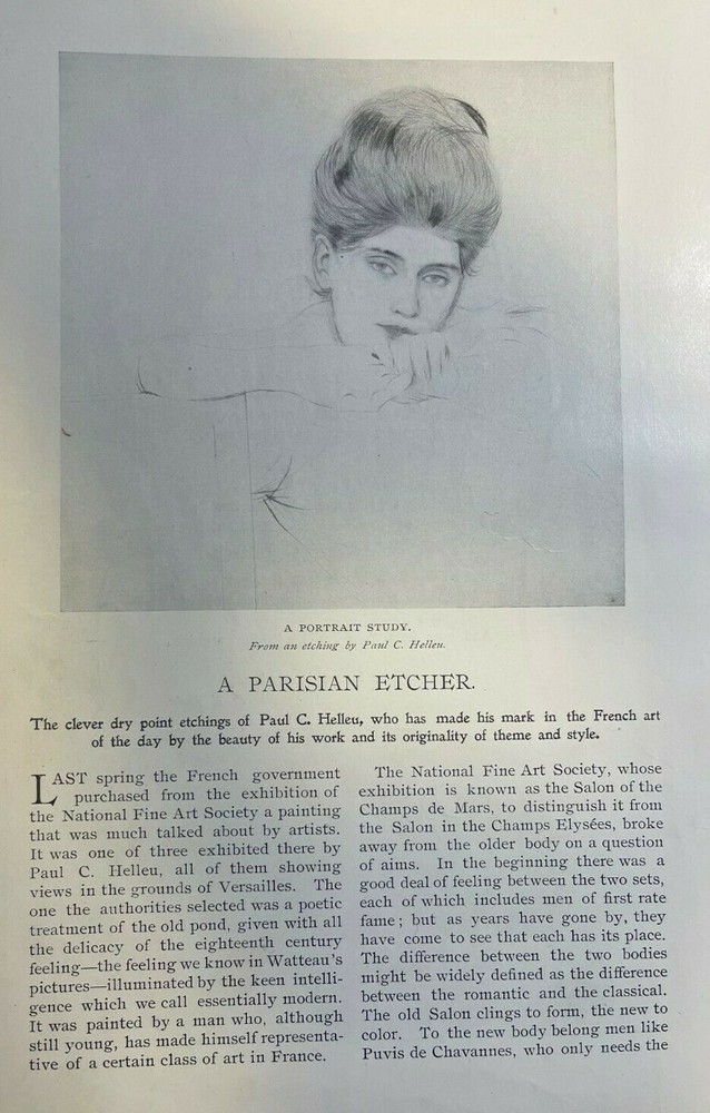 1898 Paul C. Helleu Parisian Etcher illustrated
