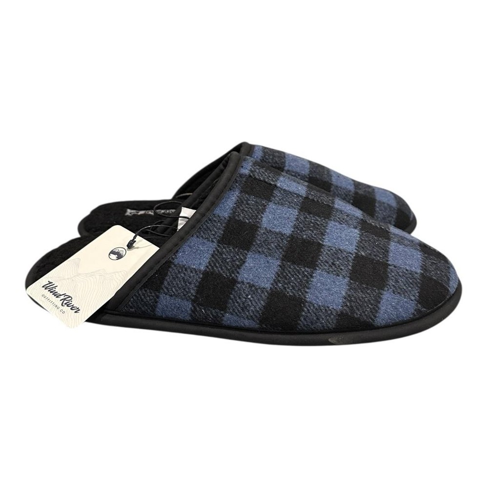 WindRiver Slippers Mens Size 11 Blue Buffalo Plaid Mule House Shoes Indoor Cozy