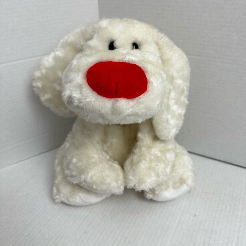 Commonwealth Floppy White Puppy Dog Plush Red Nose 18