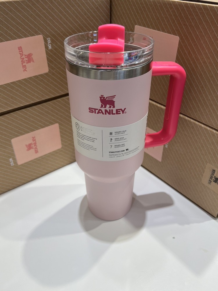 Stanley 40oz Flamingo Pink Tumbler Stainless Steel H2.0 FlowState Quencher