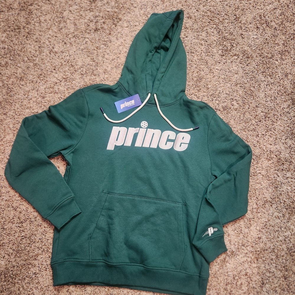 NWT Prince Pickleball Mens Green Fleece Hooded Pullover Sweatshirt Hoodie Medium