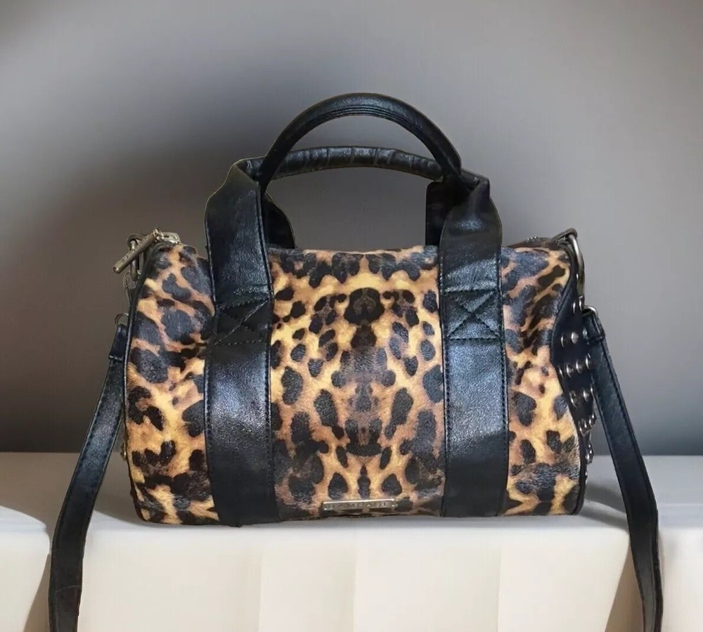 RAMPAGE Y2K Leopard Print Studded Boston Bag With Detachable Crossbody Strap