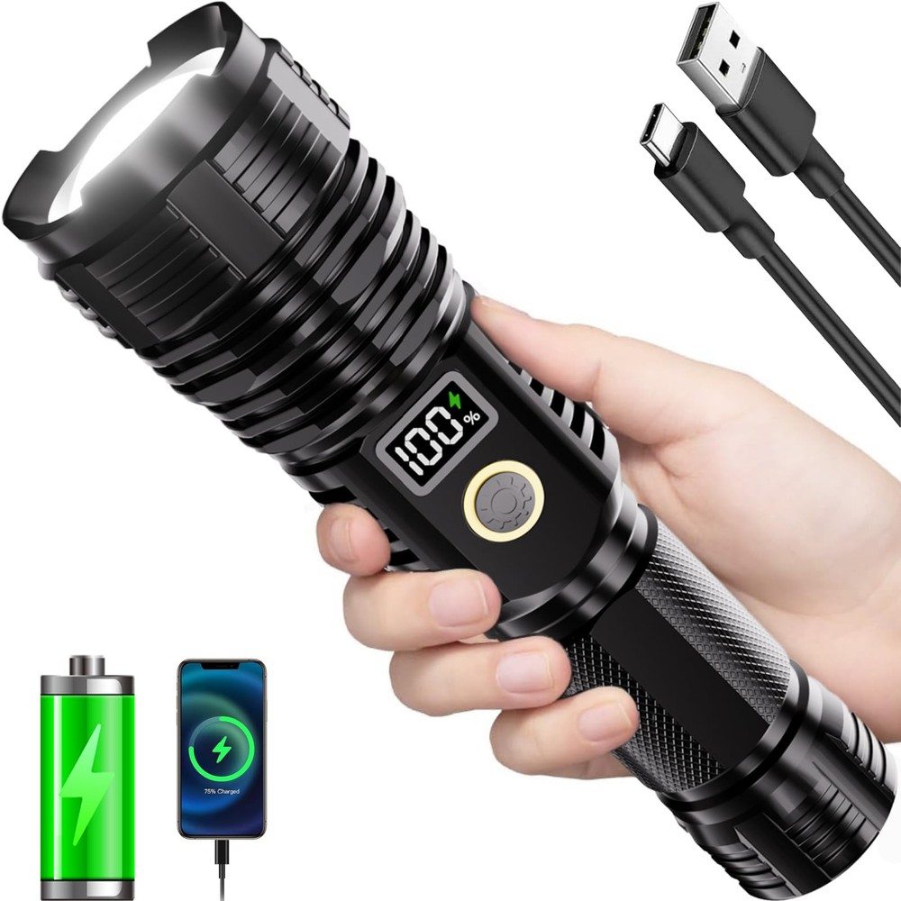 990000LM Super Bright Rechargeable LED Flashlight High Lumens