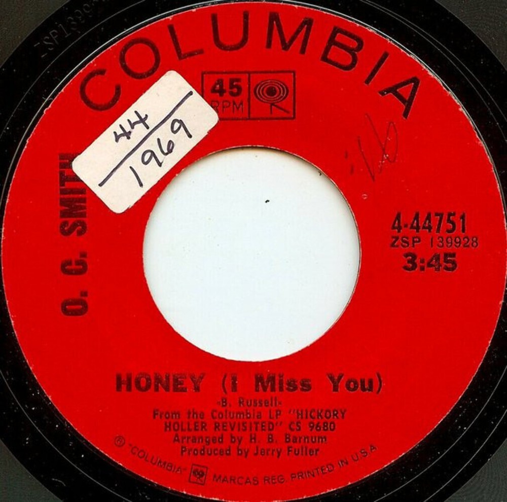 OC Smith - Honey I Miss You - Columbia 4-44751 - 7 Inch Styrene Vinyl