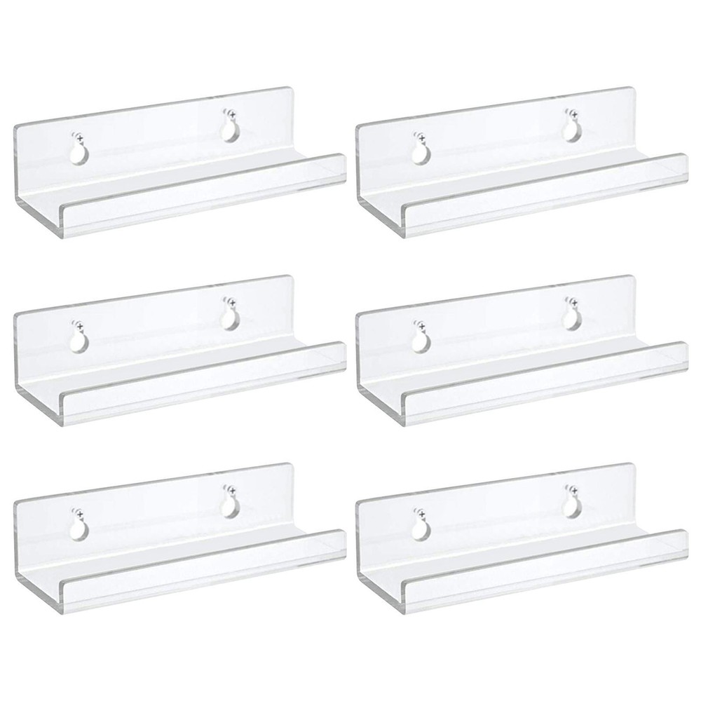 6 Pack Record Album Wall Mount Display Shelf Acrylic Clear Holder 4 Inch