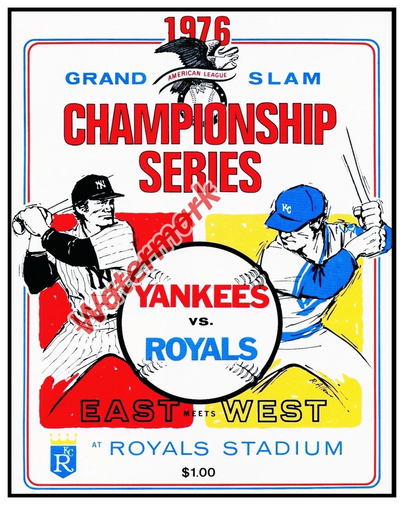 1976 MLB ALCS Yankees vs Royals 16x20 Reprint Program Photo  