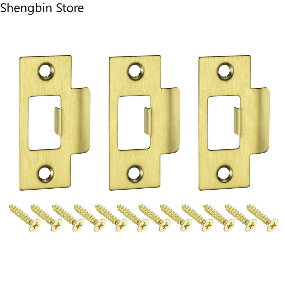 3Pcs Gold Stainless Steel Door Latch Deadbolt Strike Plate 70mm x 40.3mm