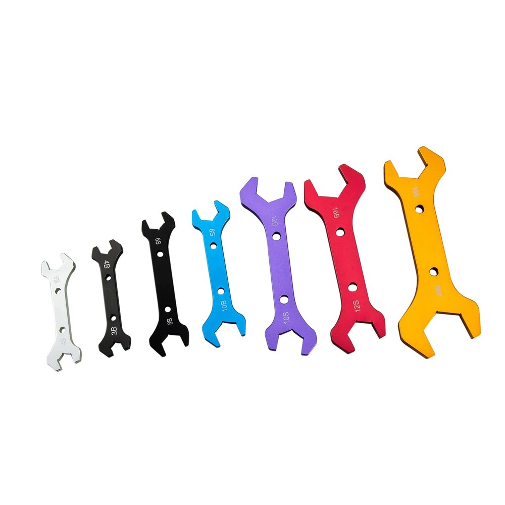 7 x Aluminum Double Hose Ended Wrench Spanner Tool Kits Anodized AN3,AN20.