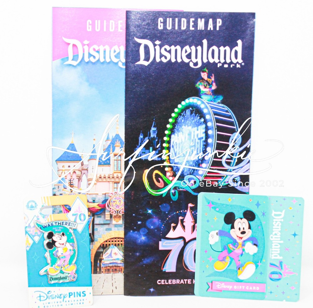Disneyland 70th Anniversary July 17, 2025 I WAS THERE Pin Empty Gift Card + Maps