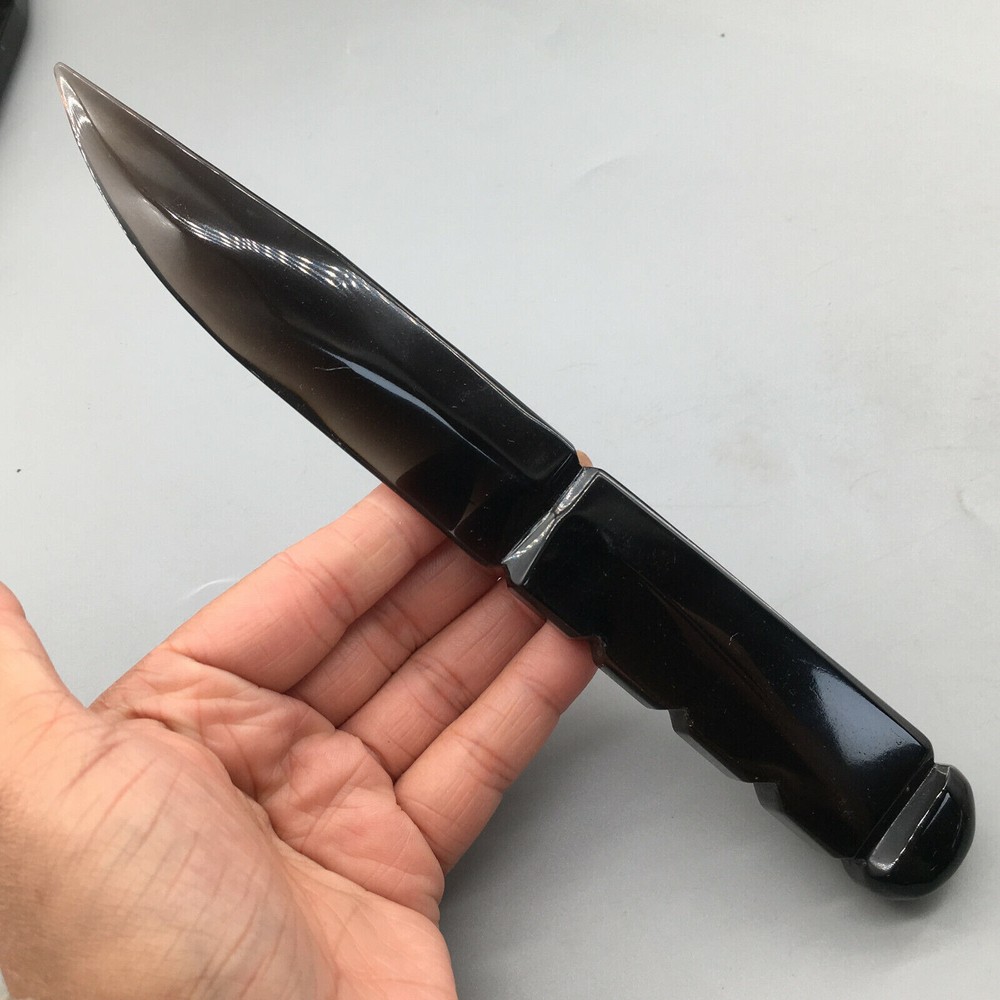 Natural Obsidian Knife Quartz Crystal Carved Polished Reiki Healing 1pc