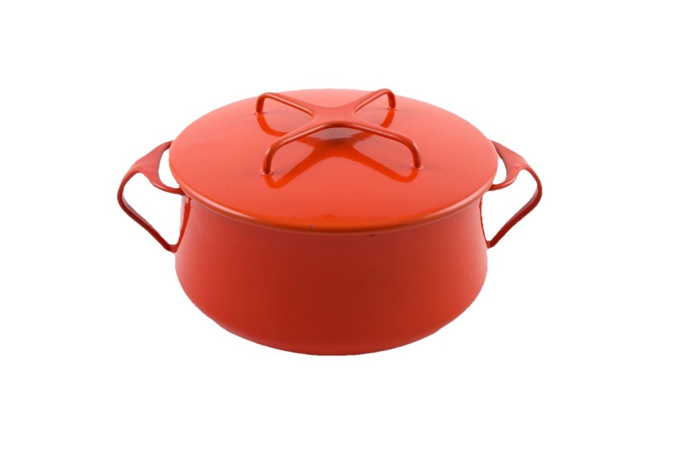 Dansk Kobenstyle 2 qt Dutch Oven in Orange Red with 4 Ducks Design  