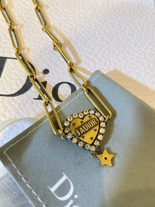 Christian Dior Gold Heart Logo Choker Necklace with Box