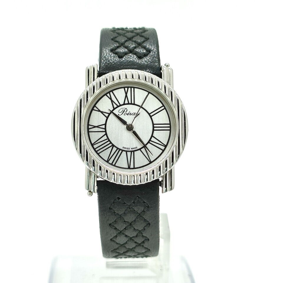 Elegant Poiray 28mm Women's Watch in Silver and Black 316L