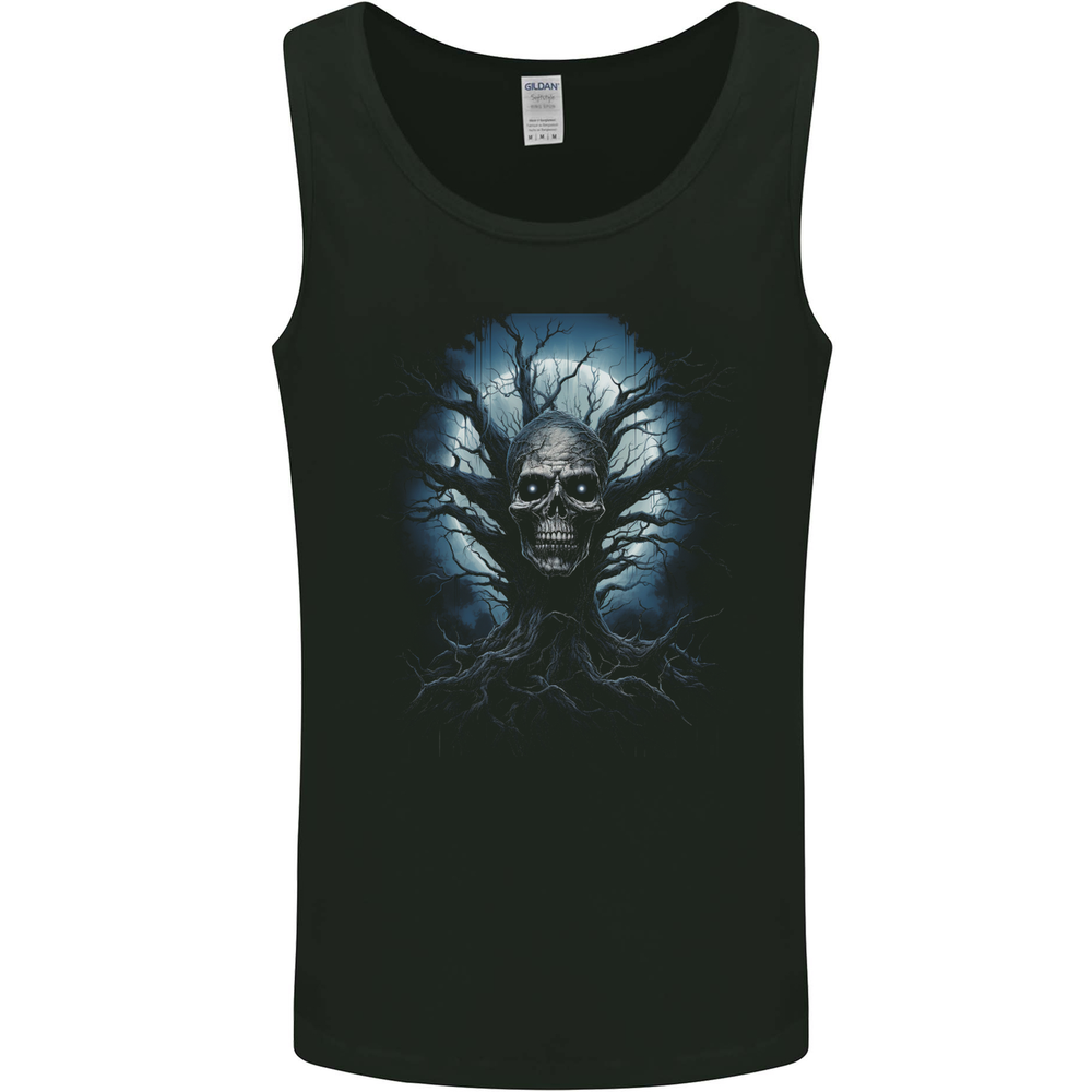 Death Tree Scary Skull and Moon Mens Vest Tank Top