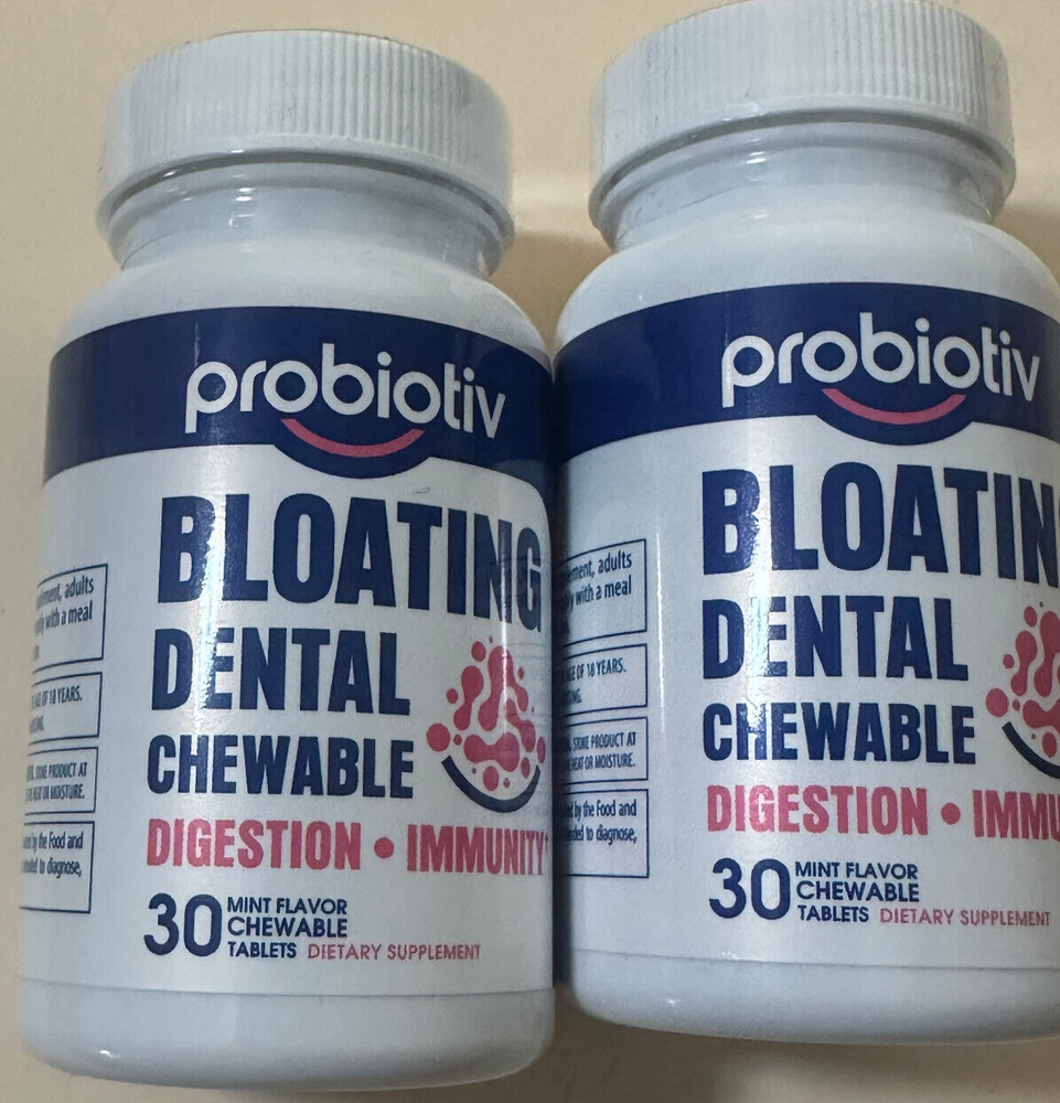 Lot of 2 Probiotiv Bloating Dental Chewable - 30 ct ea - 09/2025