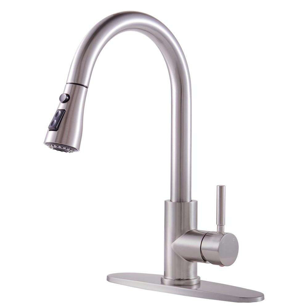 Brushed Nickel Pull-Down Sprayer Kitchen Faucet by KINGO