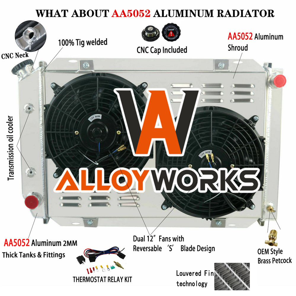 3Row Radiator Shroud Fan For Ford Mustang GT LX 5.0L,V8 GAS 1979-1993 1990