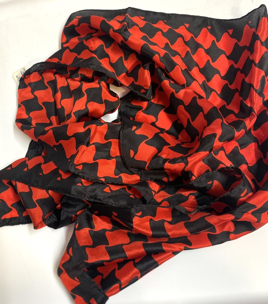 Vintage scarf, silk, geometric pattern, Albert Nipon, Japan