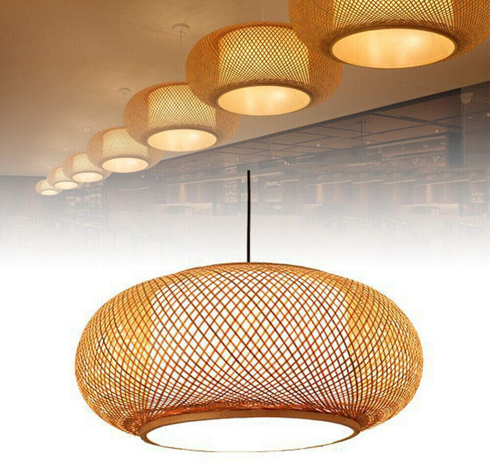 Bamboo wicker rattan lampshade chandelier, 60cm wide, suitable for living room