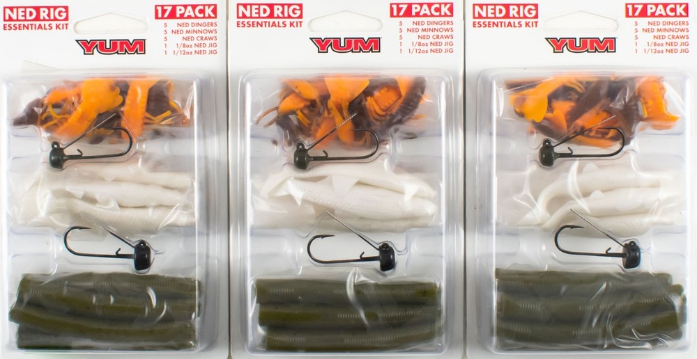 (LOT OF 3) YUM NED RIG ESSENTIALS KIT 4 (17 PIECE) YNEDKT3 CR2208