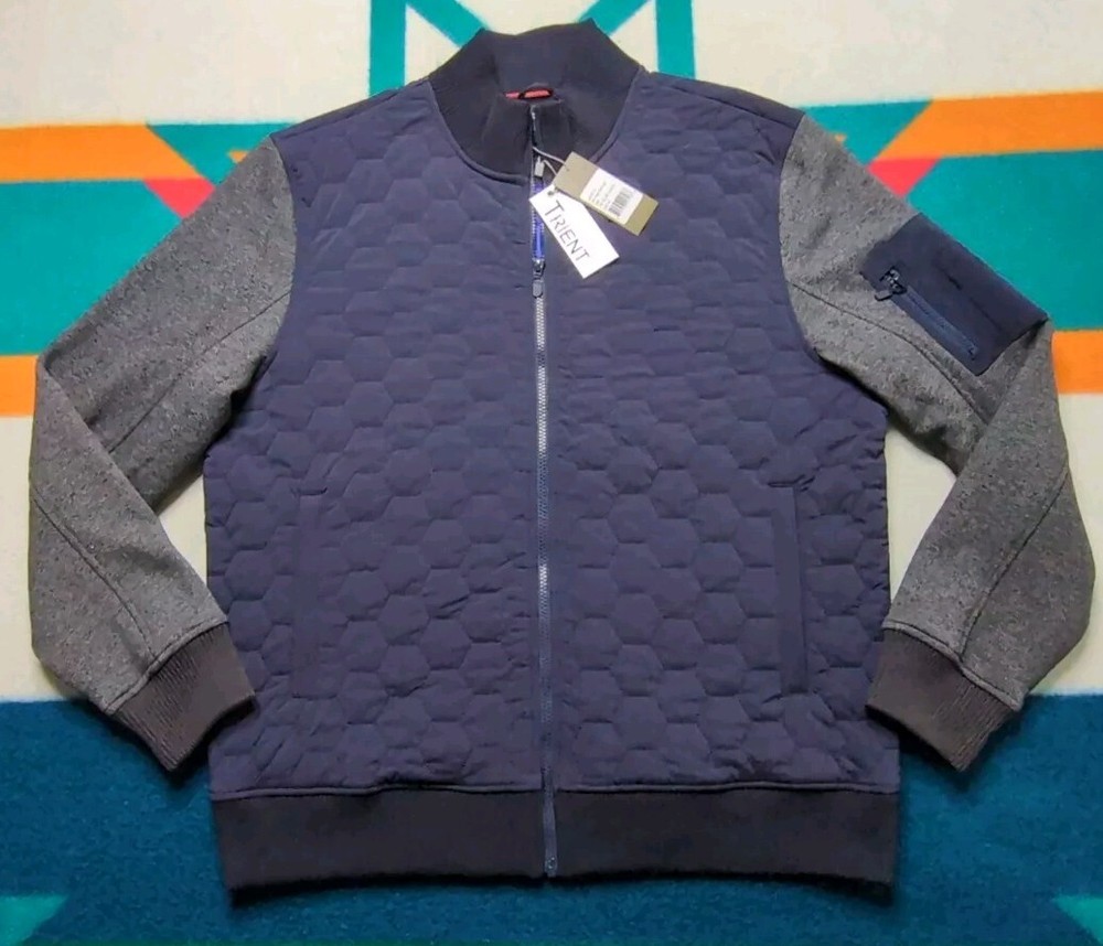 NWT Trient Hexagon Quilted Bomber Jacket Puffer Insulated Zip XL Luxury Apparel