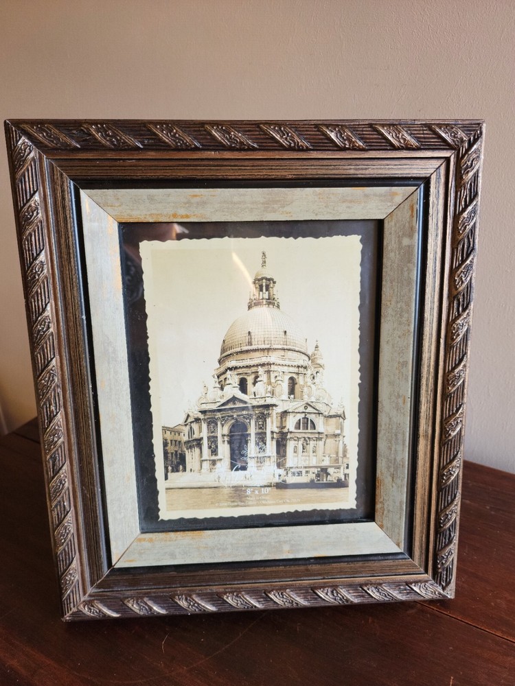 Victorian Green Tree Gold Wood Wide Ornate Table Frame Shabby Chic Style