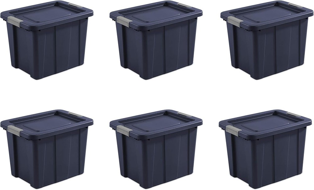 Sterilite 18 Gal Latching Tuff1 Storage Tote, Stackable Bin with Dark Indigo