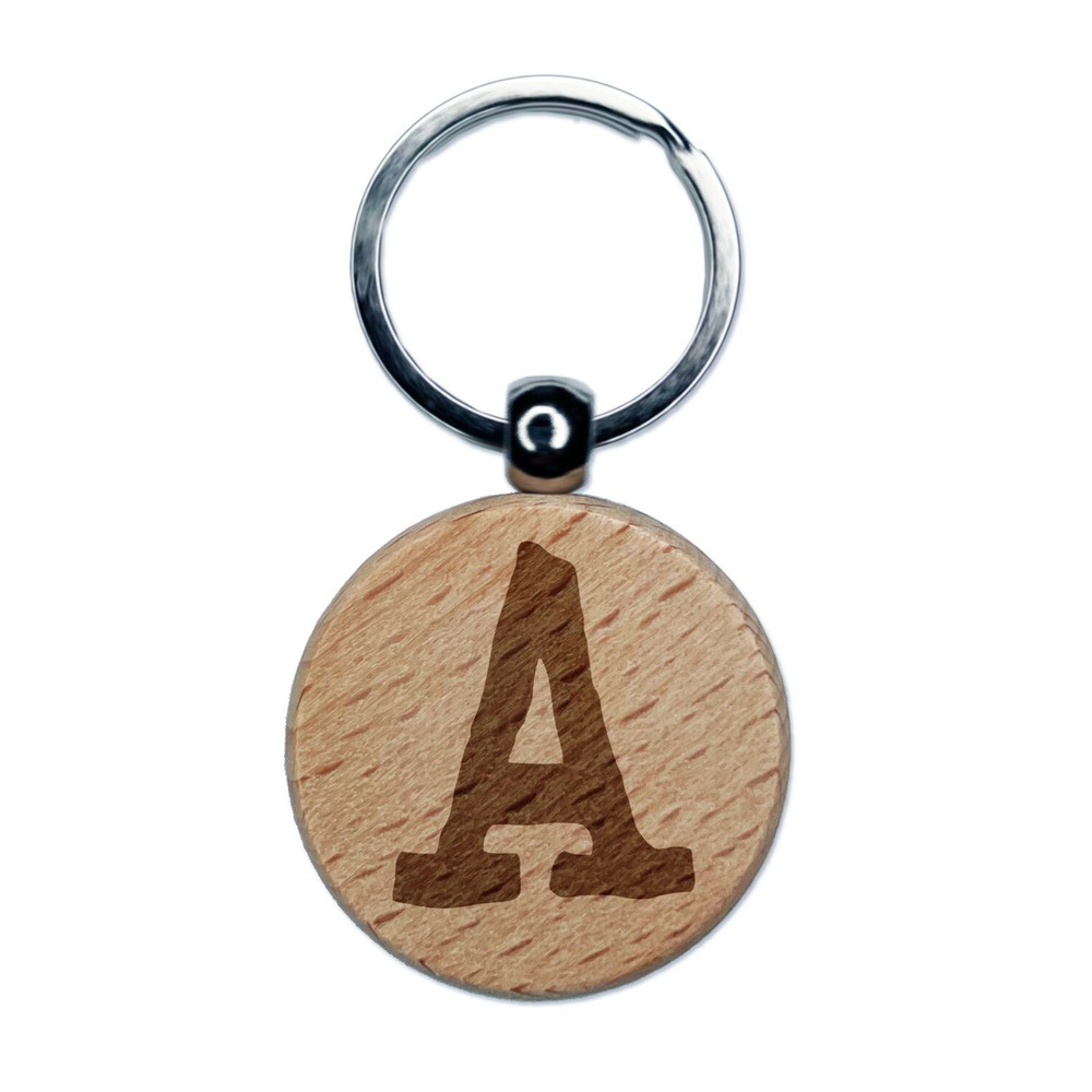 Cute Letter A Wooden Keychain in Typewriter Font