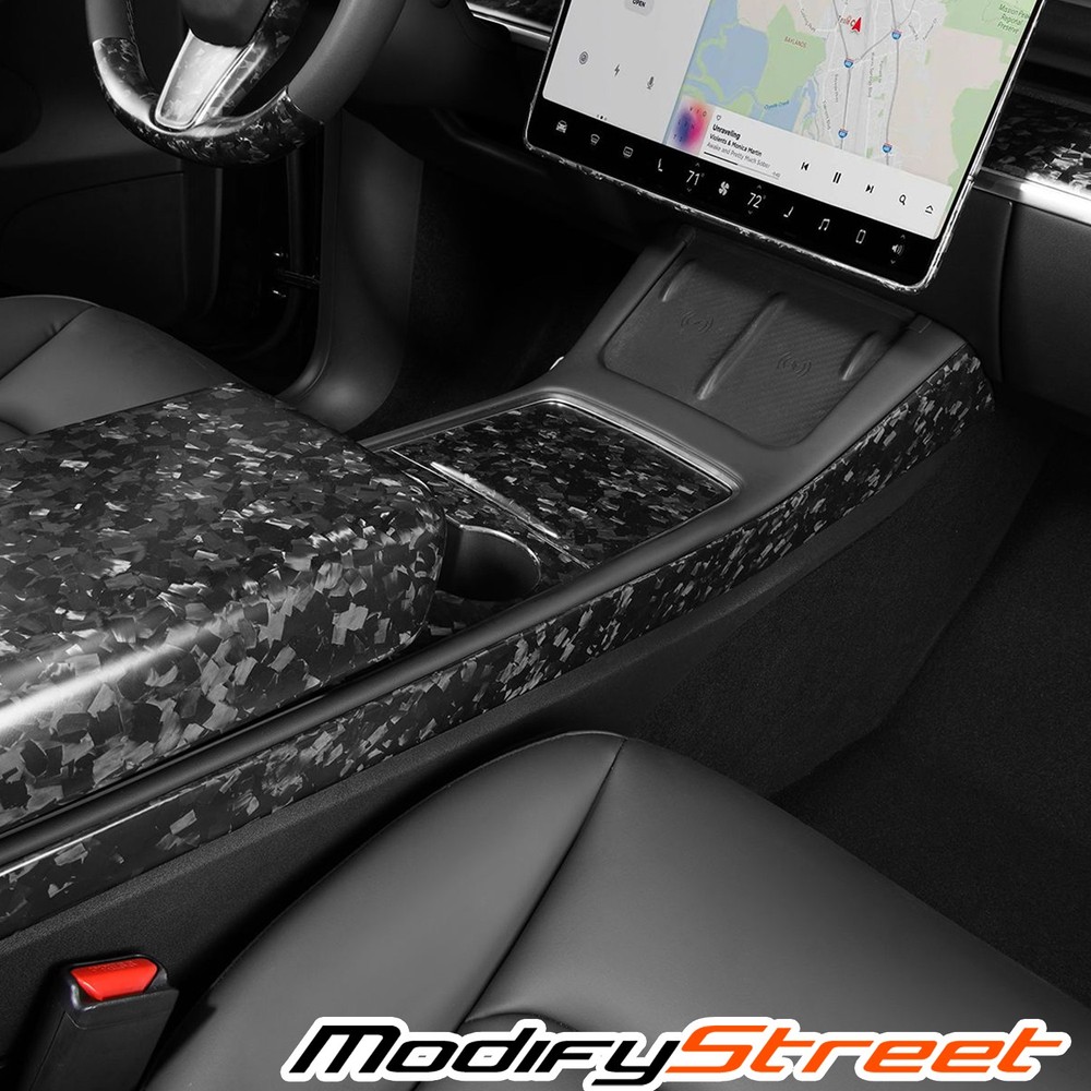 For 17-23 TESLA Model 3/Y Centre Console Side Panel Carbon Fiber Black